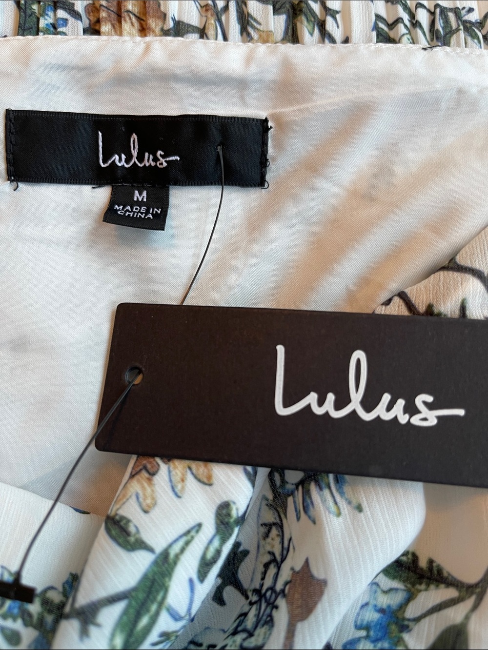 Lulu's Cream Midi Dress with Navy Floral Print - Picture 8 of 8